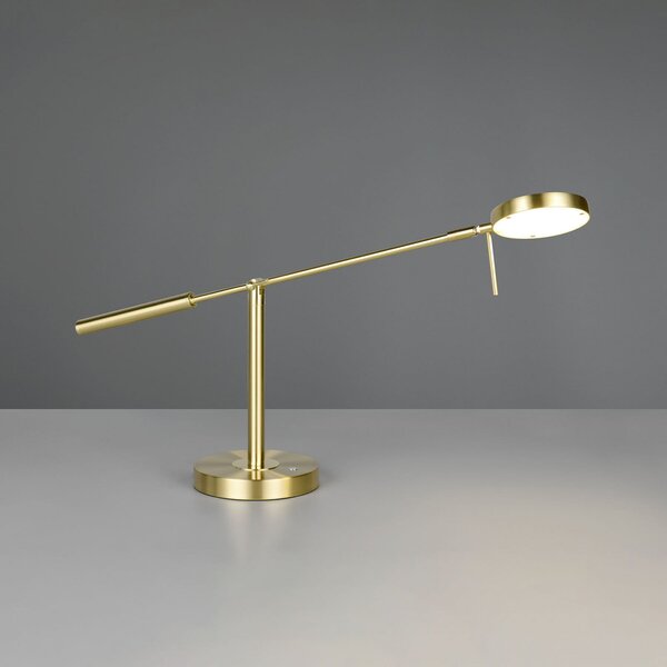 Trio Lighting Lampa de masă LED Monza, culoare alamă, înălțime 52 cm, metal, reglabil, Auriu / Alamă, Studiu / Birou, Metal, Modern