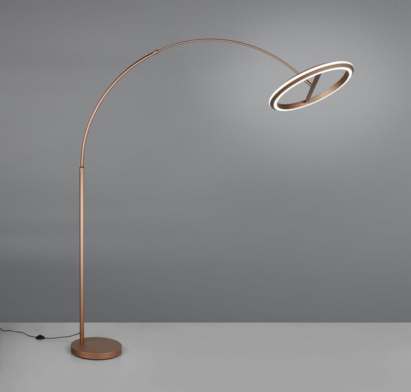 Trio Lighting Lampadar LED cu arc Amador, maro cafea, înălțime 205 cm Metal, reglabil, Maro / Rugină, Camera de zi / sufragerie, Metal, Modern