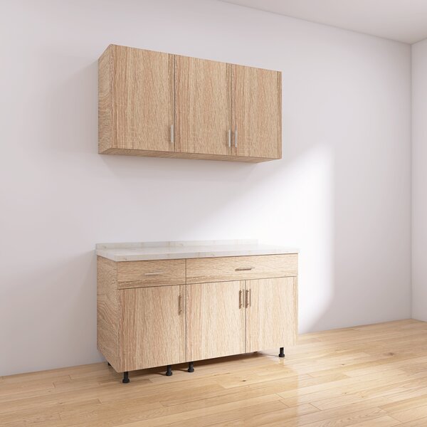 Set Bucatarie Modulare 120 cm, Culoarea Stejar Sonoma, Pal 18mm, Blat Termorezistent