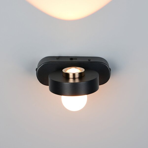 Trio Lighting Aplică de perete LED Arpino negru Proiecție 15 cm Metal 2 becuri, reglabil, Negru, Camera de zi / sufragerie, Metal, Modern