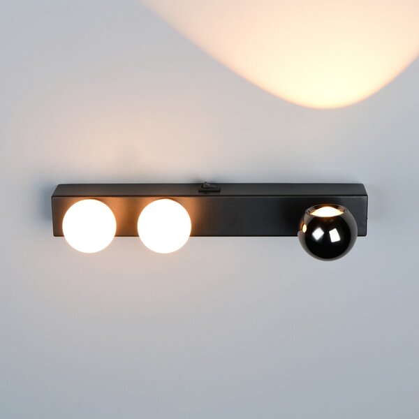Trio Lighting Aplică de perete LED Arpino negru, lățime 30 cm, metal, 3 becuri., reglabil, Negru, Camera de zi / sufragerie, Metal, Modern