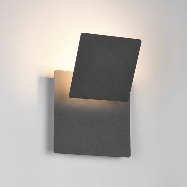 Trio Lighting Aplică de perete LED Mio, negru mat, lățime 18 cm, metal, Negru, Camera de zi / sufragerie, Metal, Modern