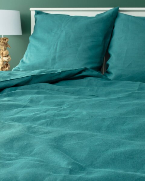 Set de lenjerie de pat din in Linen 150x200 cm culoare verde Țesătură semitransparentă, împletitură