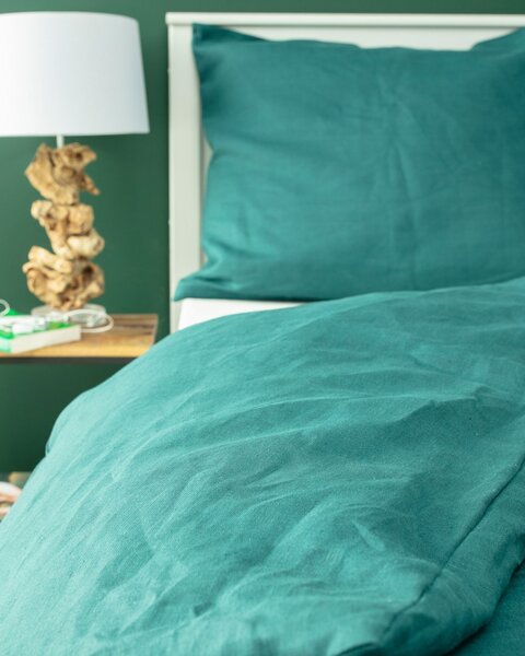 Set de lenjerie de pat din in Linen 150x200 cm culoare verde Țesătură semitransparentă, împletitură