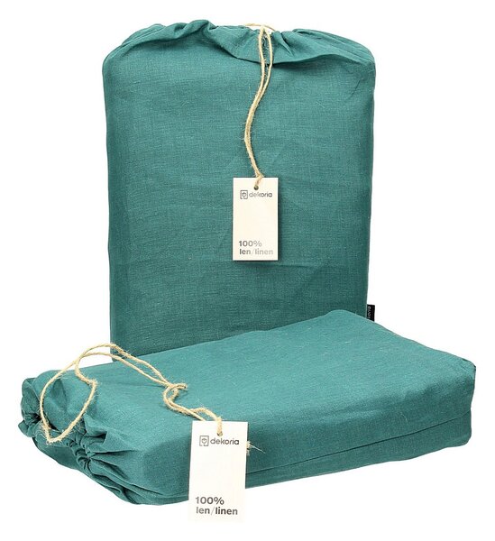 Set de lenjerie de pat din in Linen 150x200 cm culoare verde Țesătură semitransparentă, împletitură