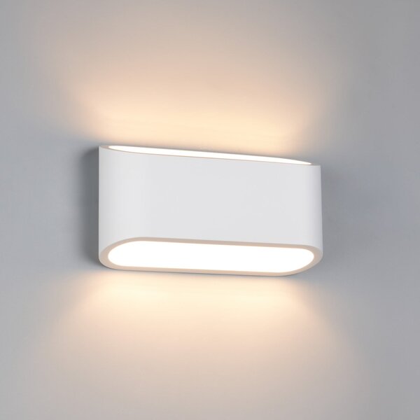 Trio Lighting Aplică de perete Sepanta, albă, lățime 23 cm, gips, 2 becuri., Alb, Camera de zi / sufragerie, Tencuială / Argilă, Modern, Perete unghiular
