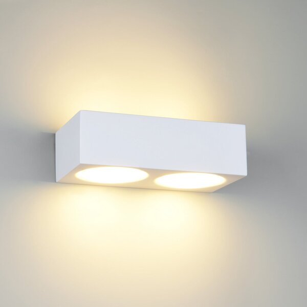 Trio Lighting Aplică de perete Mattone, albă, lățime 23 cm, gips, 4 becuri., Alb, Camera de zi / sufragerie, Tencuială / Argilă, Modern, Perete unghiular
