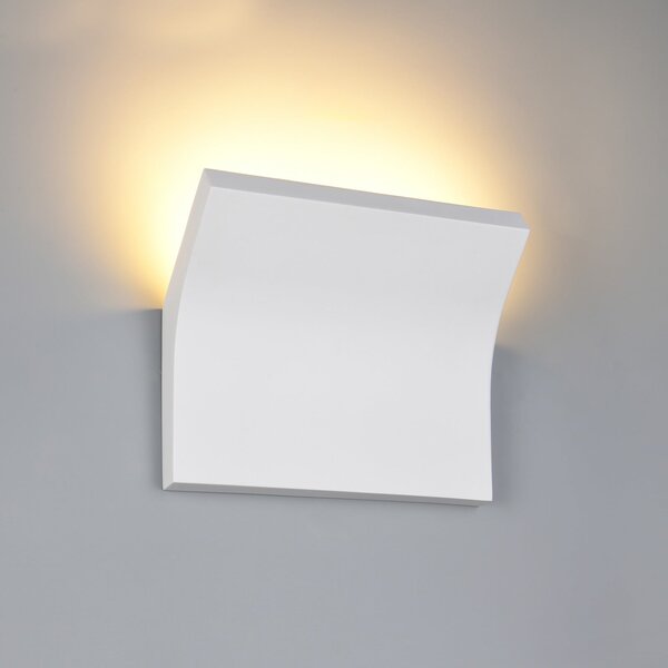 Trio Lighting Aplică de perete Vanjura, albă, lățime 24 cm, gips, Alb, Camera de zi / sufragerie, Tencuială / Argilă, Modern, Perete unghiular