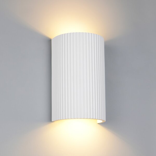 Trio Lighting Aplică Raposa, albă, înălțime 22 cm, gips, 2 becuri., Alb, Camera de zi / sufragerie, Tencuială / Argilă, Modern, Perete unghiular