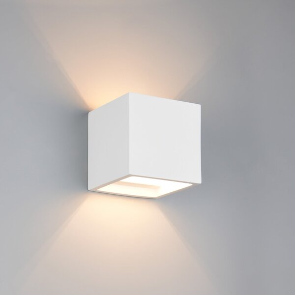 Trio Lighting Aplică de perete Dadi, albă, lățime 11 cm, gips, Alb, Camera de zi / sufragerie, Tencuială / Argilă, Modern, Perete unghiular