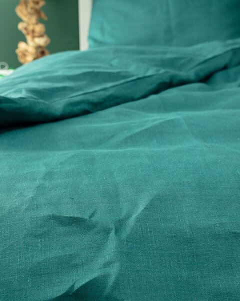 Set de lenjerie de pat din in Linen 150x200 cm culoare verde Țesătură semitransparentă, împletitură