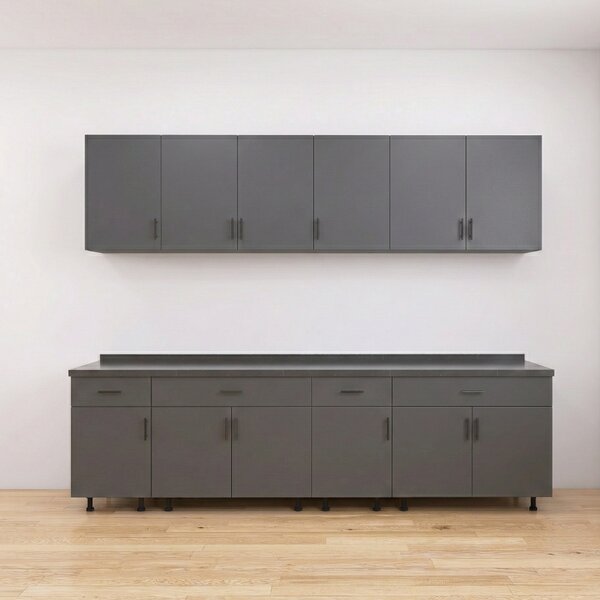 Set Bucatarie Modulara 240 cm, Culoarea GRI ANTRACIT , Pal 18mm, Blat Termorezistent