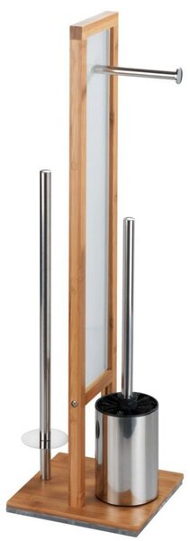 Perie WC cu suport hartie igienica RIVALTA, 3in1, Bambus, 70x23x18 cm, WENKO