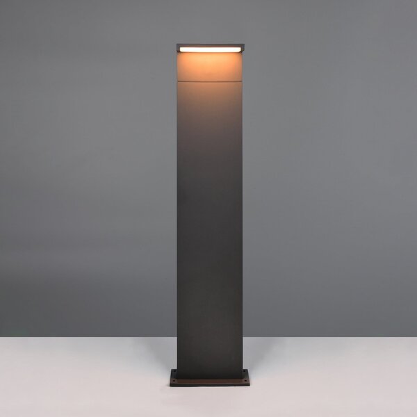 Trio Lighting Bornă luminoasă LED Ravi, antracit, înălțime 100 cm, metal, IP65, Negru, Aluminiu, Modern