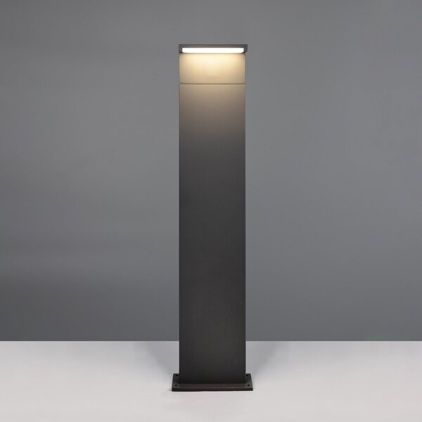 Trio Lighting Bornă luminoasă LED Ravi, antracit, înălțime 100 cm, metal, IP65, Negru, Aluminiu, Modern