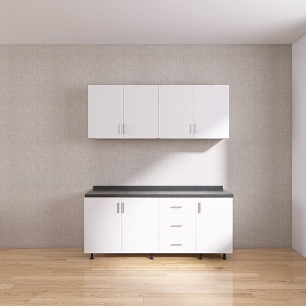Set Bucatarie Modulara 160 cm, Culoarea Alb, Pal 18mm, Blat Termorezistent
