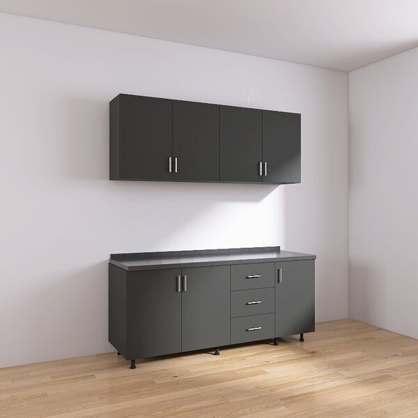 Set Bucatarie Modulara 160 cm, Culoarea Gri Antracit, Pal 18mm, Blat Termorezistent