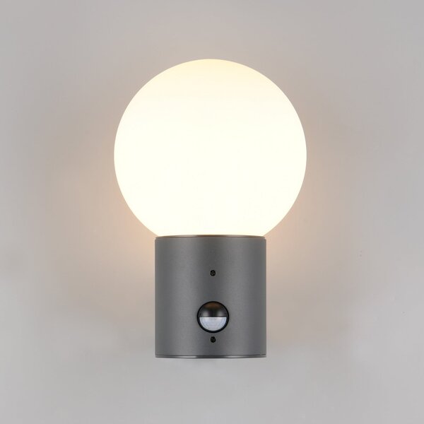 Trio Lighting Lampă de exterior Mures, antracit, înălțime 28 cm, metal, senzor, Negru, Aluminiu, Modern