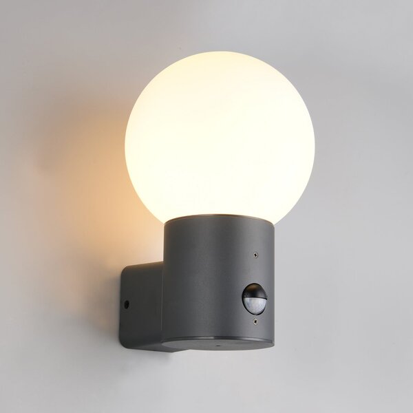 Trio Lighting Lampă de exterior Mures, antracit, înălțime 28 cm, metal, senzor, Negru, Aluminiu, Modern