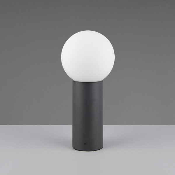Trio Lighting Lampă cu soclu Mures, antracit, înălțime 40 cm, metal, reglabil, Negru, Aluminiu, Modern