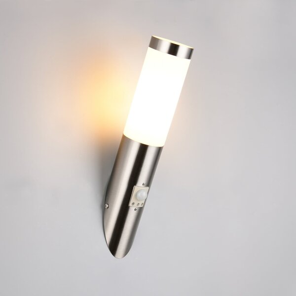 Trio Lighting Lampă de exterior Trioto, culoare nichel, 39 cm oțel inoxidabil, senzor, Metalic, Oțel inoxidabil, Modern