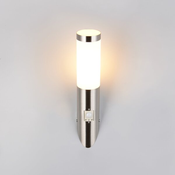 Trio Lighting Lampă de exterior Trioto, culoare nichel, 39 cm oțel inoxidabil, senzor, Metalic, Oțel inoxidabil, Modern