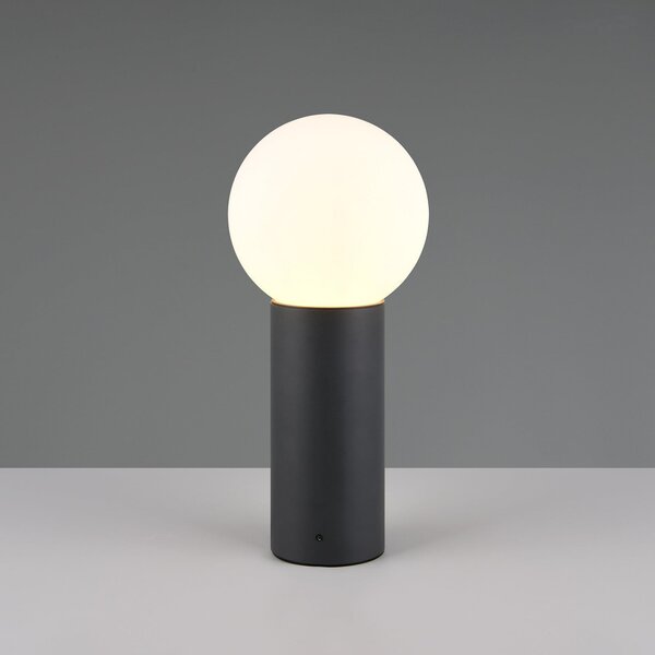 Trio Lighting Lampă cu soclu Mures, antracit, înălțime 40 cm, metal, reglabil, Negru, Aluminiu, Modern