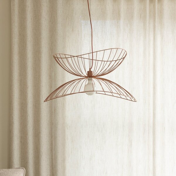 Globen Lighting Lampă suspendată RAY, roz, Ø 70 cm, metal, reglabil, Roz / Rosé, Camera de zi / sufragerie, Metal, Modern