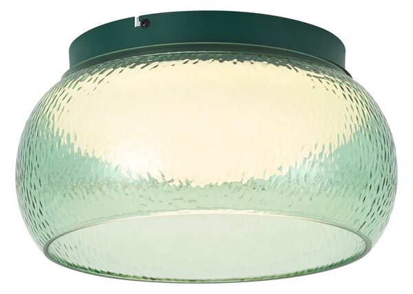 Lampă de tavan Art Deco verde cu sticlă, inclusiv LED reglabil în 3 trepte - Thimble
