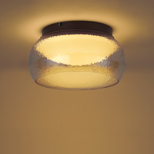 Plafonieră Art Deco maro cu sticlă chihlimbarie, cu LED reglabil în 3 trepte - Thimble