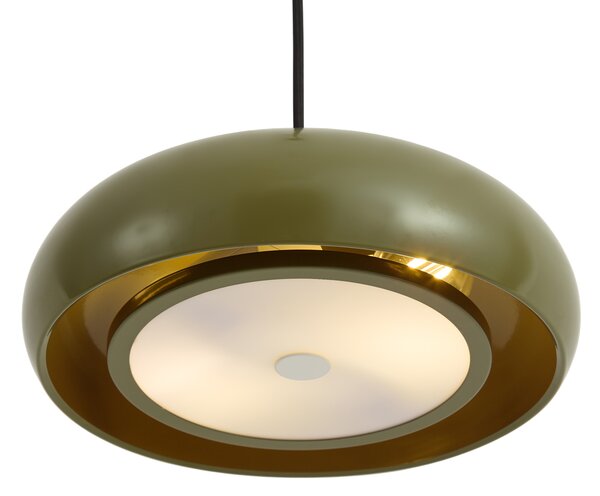 Lampă suspendată retro verde cu abajur metalic cu 2 lumini - Macaron