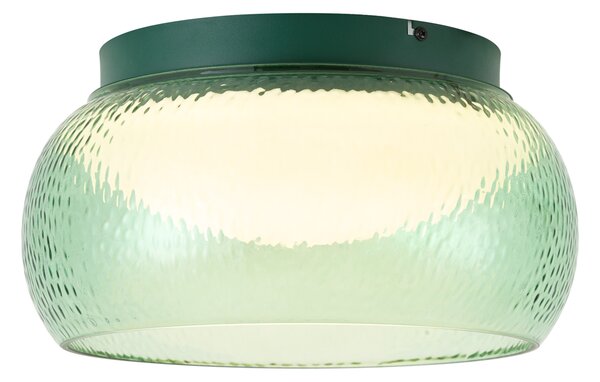 Lampă de tavan Art Deco verde cu sticlă, inclusiv LED reglabil în 3 trepte - Thimble