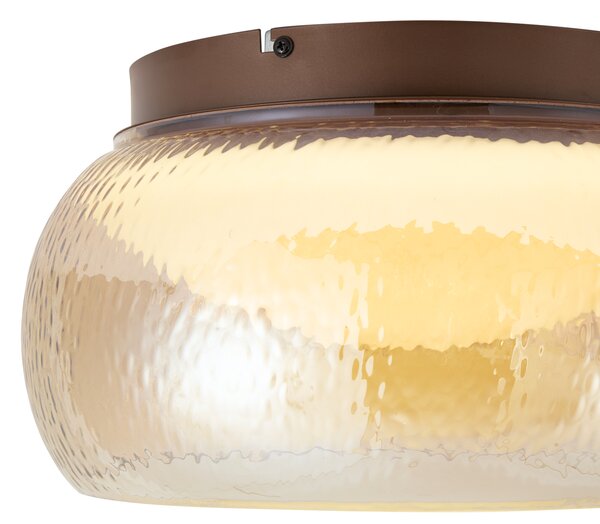 Plafonieră Art Deco maro cu sticlă chihlimbarie, cu LED reglabil în 3 trepte - Thimble
