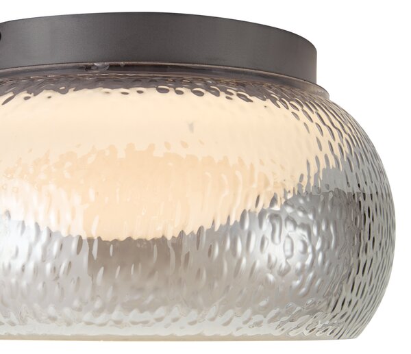 Art Deco Ceiling Lamp Gunmetal with Smoke Glass Incl. 3-Step Dimmable LED - Thimble