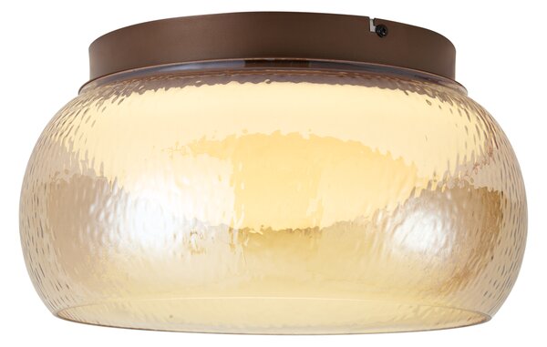 Plafonieră Art Deco maro cu sticlă chihlimbarie, cu LED reglabil în 3 trepte - Thimble