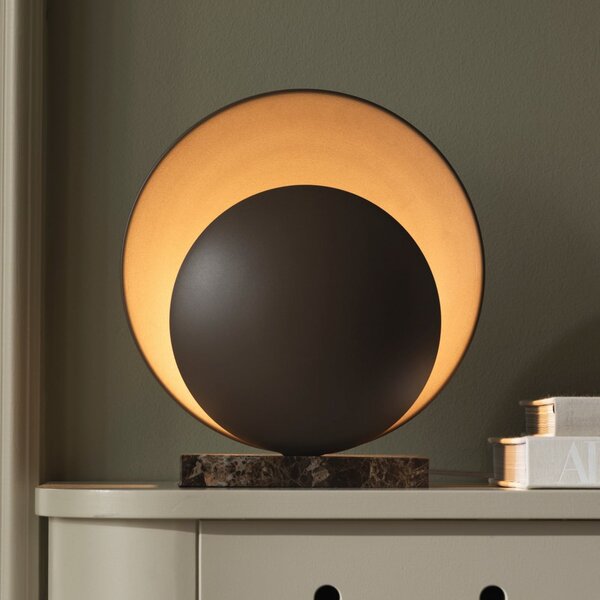Globen Lighting Lampă de masă ORBIT, maro Înălțime 32 cm Bază din marmură, Maro / Rugină, Camera de zi / sufragerie, Metal, Design