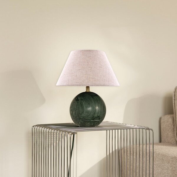 Globen Lighting Lampă de masă Castello, verde/bej, înălțime 28 cm, Bej, Camera de zi / sufragerie, Țesătură / Textil, Design
