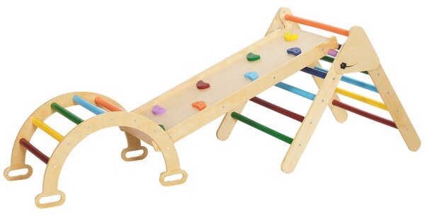 AIYAPLAY Set de Cățărat pentru Copii 5 în 1 cu Triunghi, Arcadă și Rampă, Perfect pentru Copii, 178x64,5x63 cm, Multicolor | Aosom Romania