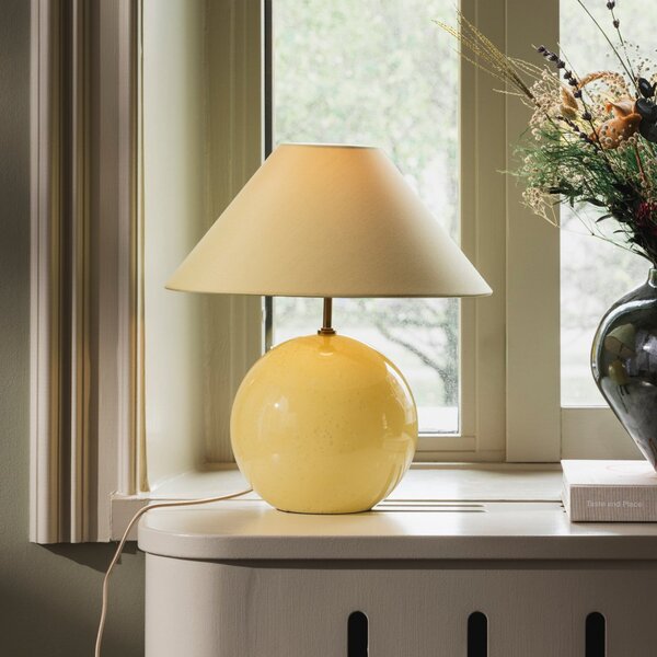Globen Lighting Lampa de masă IRIS, galben/galben, înălțime 39 cm, Galben, Camera de zi / sufragerie, Țesătură / Textil, Vintage