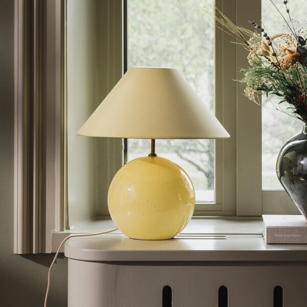 Globen Lighting Lampa de masă IRIS, galben/galben, înălțime 39 cm, Galben, Camera de zi / sufragerie, Țesătură / Textil, Vintage