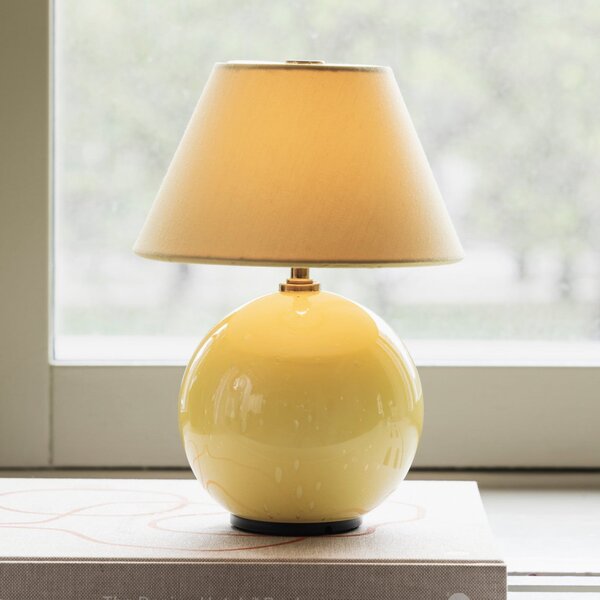 Globen Lighting Lampă de masă cu baterie IRIS, galben/galben, înălțime 23 cm, reglabil, Galben, Camera de zi / sufragerie, Țesătură / Textil
