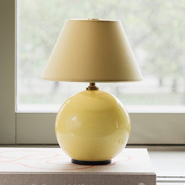 Globen Lighting Lampă de masă cu baterie IRIS, galben/galben, înălțime 23 cm, reglabil, Galben, Camera de zi / sufragerie, Țesătură / Textil