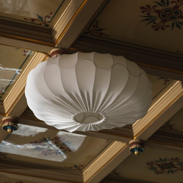 Globen Lighting Plafonieră BLADVERK, albă, Ø 50 cm, textil, reglabil, Alb, Camera de zi / sufragerie, Țesătură / Textil, Scandinavă