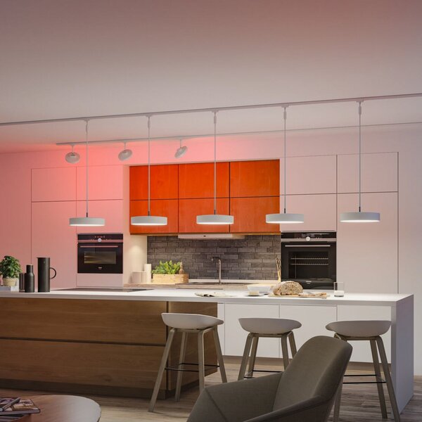 Paulmann URail Smart-LED-Pendel Hildor, alb semnal, ZigBee, reglabil, Alb, Camera de zi / sufragerie, Plastic, Modern