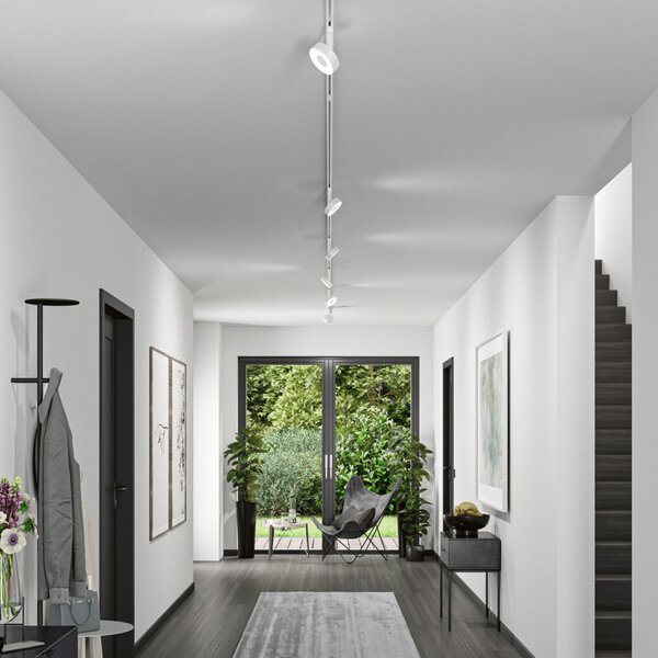 Paulmann Spot LED URail Circle, 3 trepte de reglare, 3000K, alb semnal, reglabil, Alb, Camera de zi / sufragerie, Metal, Modern