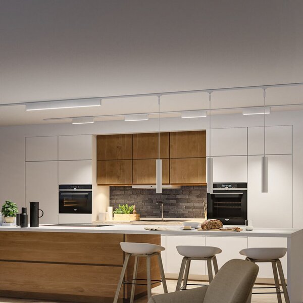 Paulmann URail LED-Leiste Zelos, 3000K, alb semnal, dimabil, reglabil, Alb, Camera de zi / sufragerie, Aluminiu, Modern