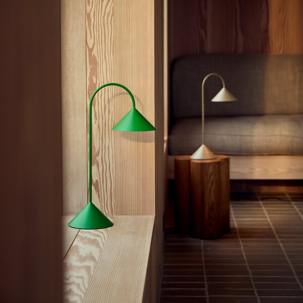 FRANDSEN Lampa de masă cu LED și baterie Grasp, verde, înălțime 47 cm, reglabil, Verde, Metal, Design