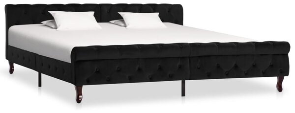 Cadru de pat, negru, 200 x 200 cm, catifea