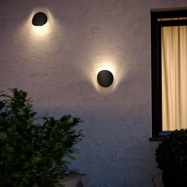 EGLO Lampă de perete exterioară cu LED Briale, negru, înălțime 20 cm, metal, CCT, Negru, Aluminiu, Modern