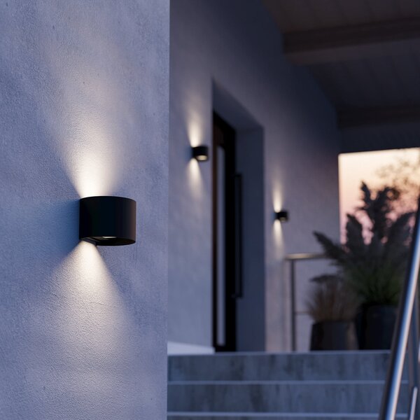 EGLO Lampă de perete exterioară cu LED Calpino 3, negru, lățime 14 cm, 2 becuri, Negru, Aluminiu, Modern